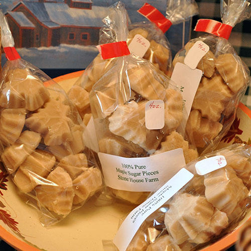 soft maple sugar candy in plastic bags