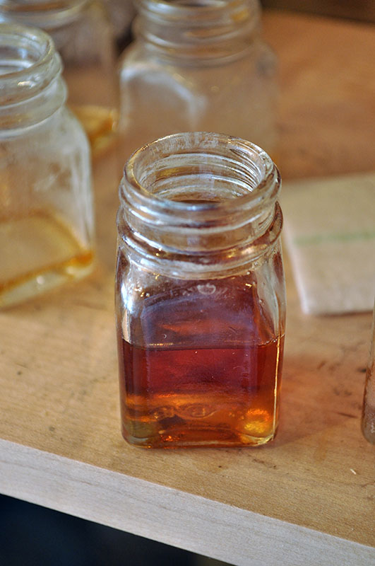 maple syrup in a sample container